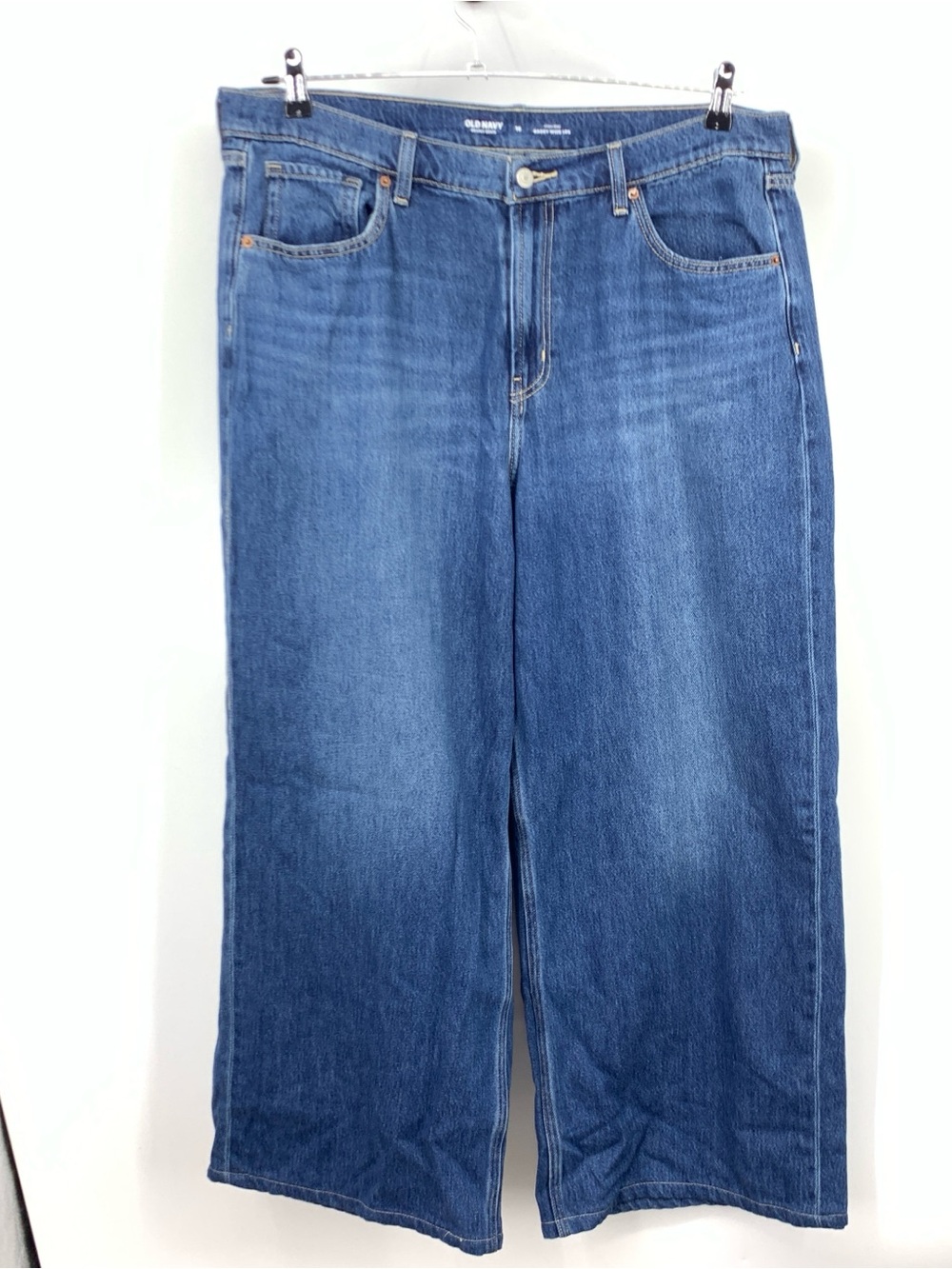Old Navy Women Size 16 Jeans Dark Wash Pants Baggy Wide Leg Drapey Denim Cotton